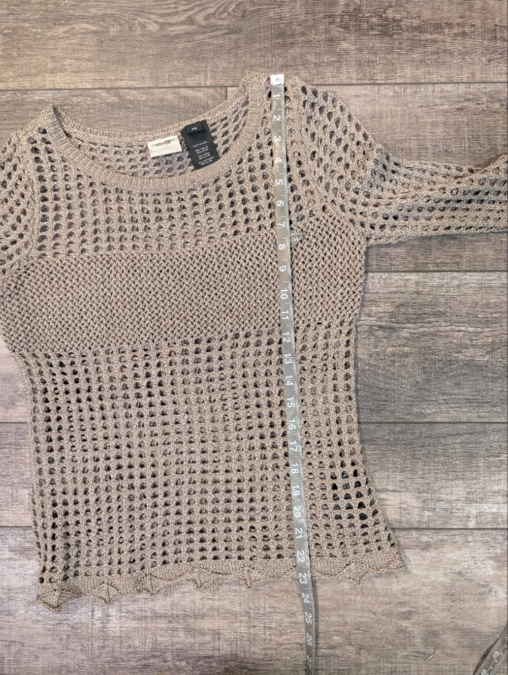 Harley Davidson Open-Knit Long Sleeve Sweater - Taupe Size Xs - Picture 8 of 9